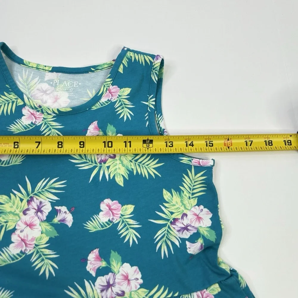 Children's Place Everyday Dress Girls XL 14 Floral Tropical Tank Dress READ**